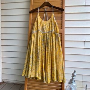 SZ M FREE PEOPLE YELLOW DRESS WITH BRAIDED TRIM